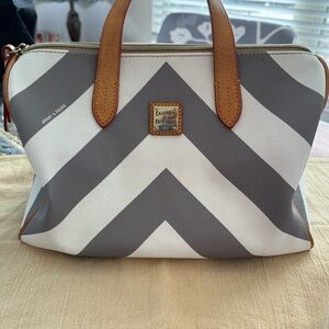 Dooney & Bourke Chevron Satchel in Gray and White
